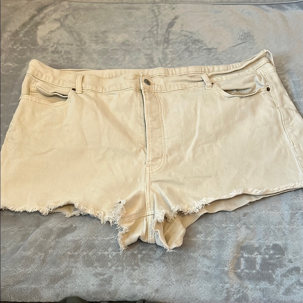 Women's Cream Denim Shorts
